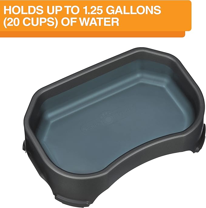 Neater Pet Brands Large Water Bowl for Dogs, Outdoor Dog Water Bowl (1.25 Gallon Extra-Large Capacity), Big Trough Style Food Dish for Indoors or Outside, No Spill Large Dog Bowls, Midnight Black