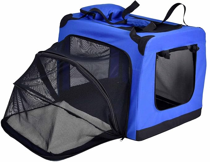 Pet Life Hounda Accordion Metal Framed Soft Folding Expandable Dog Crate - Collapsible Folding Pet Crate or Dog Kennel with Triple Expansion Room