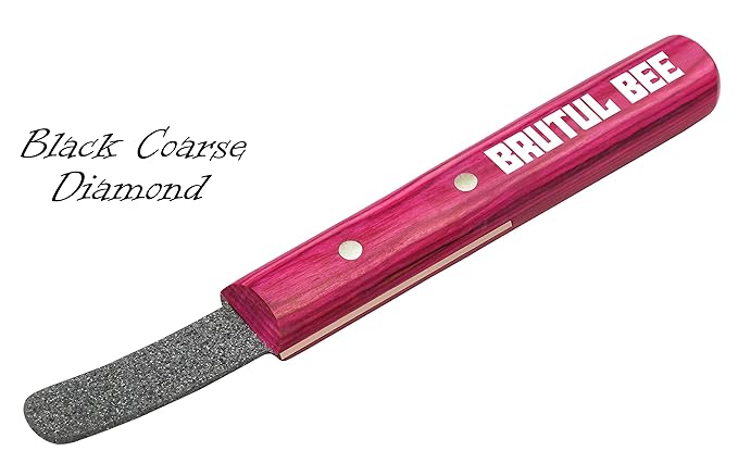 Brutul Bee Stripping Metal Stone Diamond Edged for Dogs, Cats & Pets with Wooden Handle (PINK)