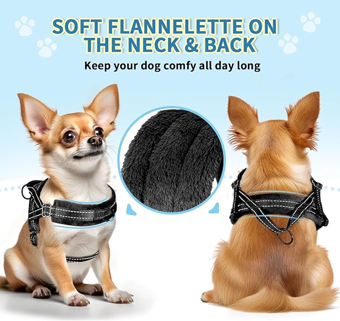 SlowTon No Pull Small Dog Harness and Leash Set, Puppy Soft Vest Harness Neck & Chest Adjustable, Reflective Lightweight Harness & Anti-Twist Pet Lead Combo for Small Medium Dogs (B-Front Clip,XXS)