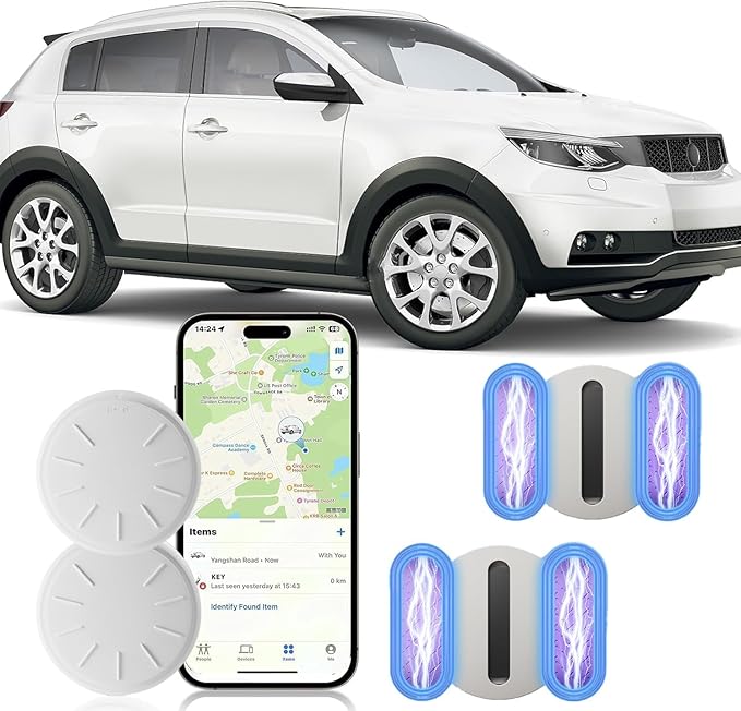 Car Tracker GPS Tracker for Vehicles,No Monthly Fee Car GPS Tracker,Real Time GPS Tracking Device with Magnetic Case,Global Coverage Location Tracker for Car,Kids,Elderly,Pet,Items (White,2PCS)