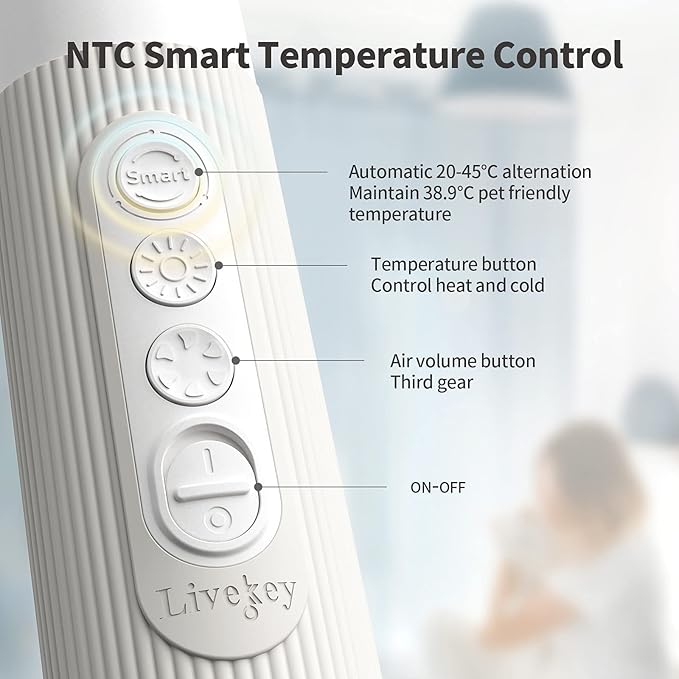 Dog Dryer, Portable Professional Pet Dog Blow Dryer, High Velocity Pet Dog Dryer for Household Travel Camping, Less Noise Pet Hair Grooming Hair Dryer, NTC Smart Temperature Adjustment