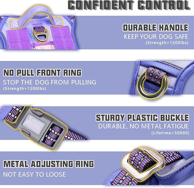 AUROTH Tactical Dog Harness for Large Dogs No Pull Adjustable Pet Harness Reflective K9 Working Training Easy Control Pet Vest Military Service Dog Harnesses Very Peri M