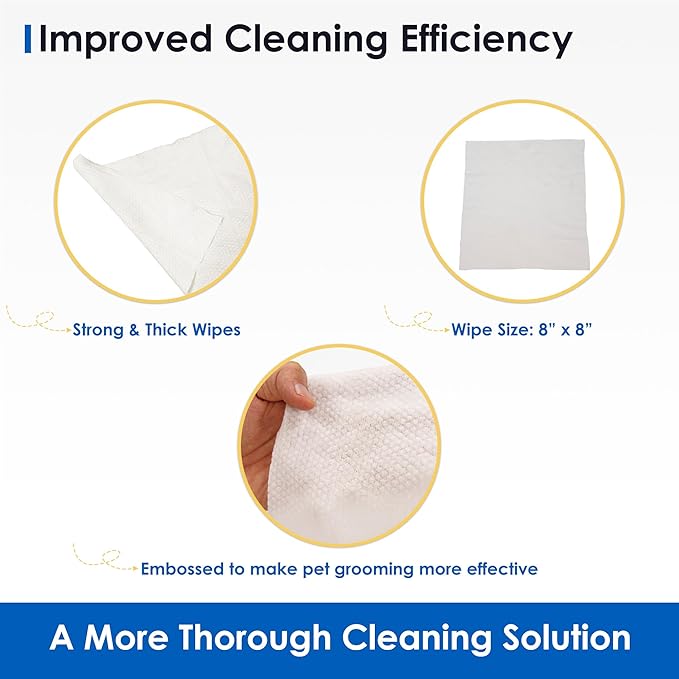 Pet Grooming Wipes for Dogs & Cats, 400 Count, 8"x8" Ultra Thick & Soft, Unscented, Hypoallergenic Formula, Safe on Coat, Paws, Ears, Bum & Sensitive Skin