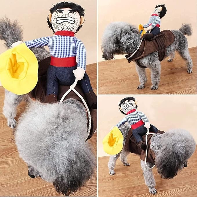 T2Y Cowboy Rider Dog Costume - Halloween Dog Costumes for Large and Extra Large Dogs, Dogs Clothes Knight Style with Doll and Hat for Halloween Day Pet Costume(XL)