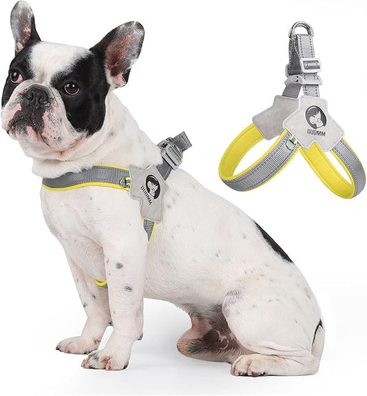 Dog Harness Y-Shaped Harness Breathable Heat Dissipation Easy to Wear Night Reflective Signs for Small and Large Dogs to Wear (Yellow,L Bust 22in-26in)