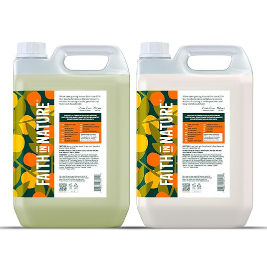 Faith In Nature Natural Shampoo & Conditioner Set - Vegan & Cruelty Free, No SLS or Parabens - 2 x 169 fl oz Value Bundle Pack, Grapefruit & Orange