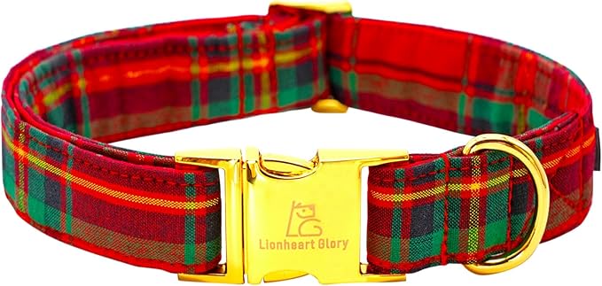 Lionheart glory Christmas Plaid Dog Collar, Dogs Collar Adjustable Soft and Comfortable Collars for Large Dogs Girl or Boy Pet Gift Fall Collar Dog