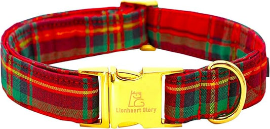 Lionheart glory Christmas Plaid Dog Collar, Dogs Collar Adjustable Soft and Comfortable Collars for Large Dogs Girl or Boy Pet Gift Fall Collar Dog