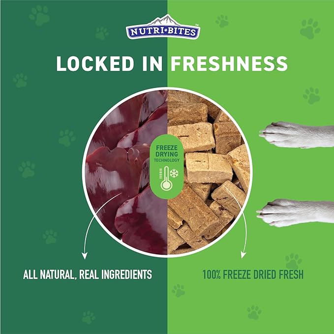 Nutri Bites Freeze Dried Beef Liver Dog & Cat Treats, 4 oz | Healthy Pet Training Treats or Food Topper | All Natural, Single Ingredient, High Protein