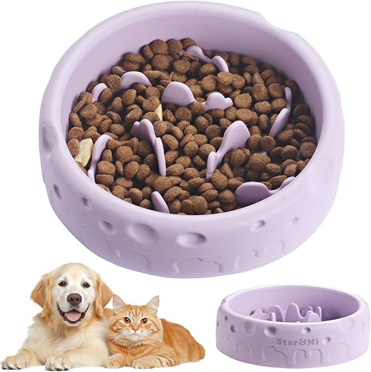 Silicone Slow Feeder Dog Bowls & Cat Bowls, 2 Cups Small Pet Food Bowl with Non-Slip Suction Base, Food-Grade Safe Puzzle Feeder for Small & Medium Dogs & Indoor Cats - Dishwasher & Microwave Safe