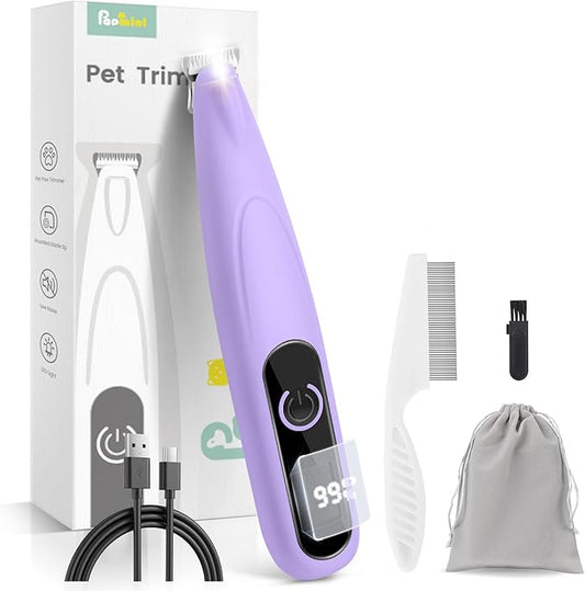 Dog Clippers with LED Display, Ultra-Low Noise, Cordless Dog Paw Trimmer for Paws, Ears, Face, Rump