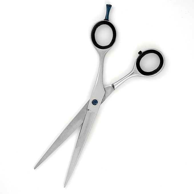 6.5" Professional Pet Grooming Scissors with Blue Screw Bright Polish Finish