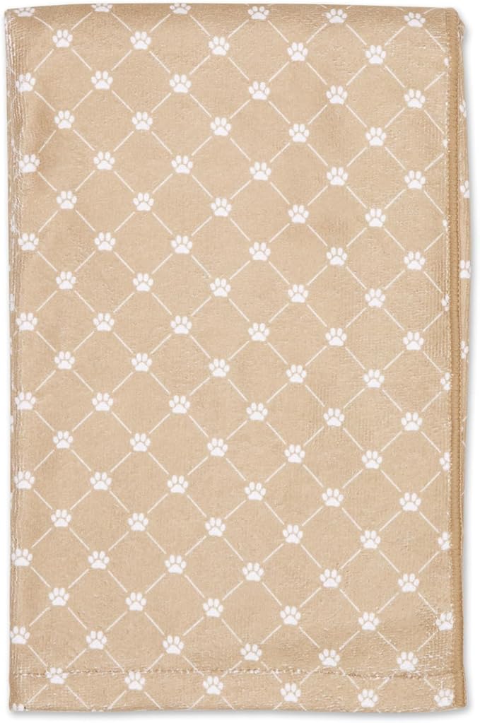 Bone Dry Pet Grooming Towel Collection Absorbent Microfiber X-Large, 41x23.5", Trellis Taupe