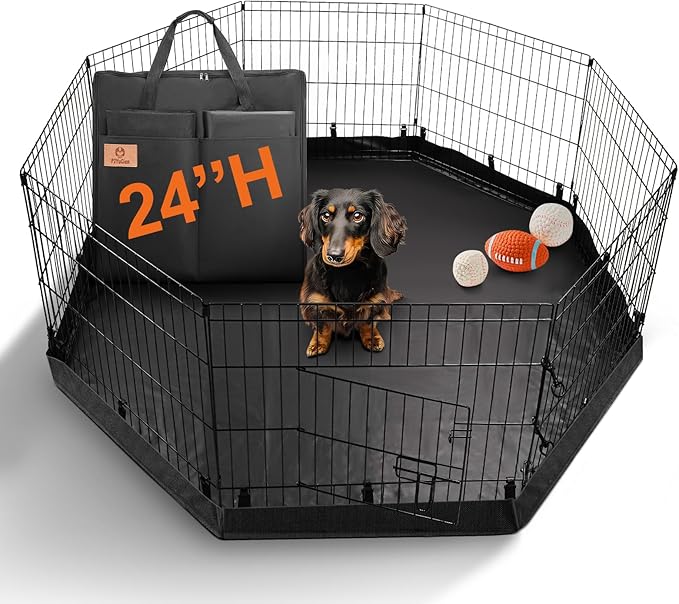 PJYuCien Puppy Playpen Indoor - 8 Panels 24”H Dog Playpen with Storage Bag and Bottom, Better for Small Pets