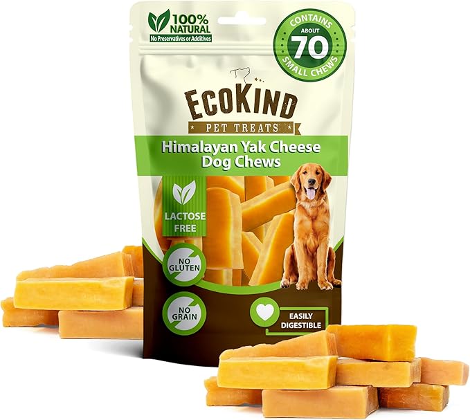 EcoKind Premium Gold Yak Cheese Himalayan Dog Chews, Healthy Dog Treats, Yak Chews for Small Dogs, All Natural, Long Lasting Dog Chew, High Protein Puppy Treat, Small - 70+ Chews (5 lbs)