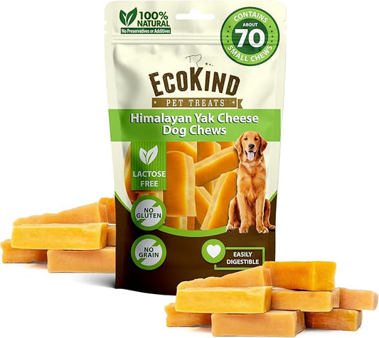 EcoKind Premium Gold Yak Cheese Himalayan Dog Chews, Healthy Dog Treats, Yak Chews for Small Dogs, All Natural, Long Lasting Dog Chew, High Protein Puppy Treat, Small - 70+ Chews (5 lbs)