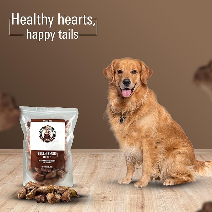 Freeze Dried Dog Treats – Single Ingredient Chicken Heart Dog Treat for Dogs & Cats