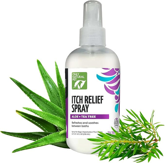 Only Natural Pet Itch Relief Spray with Aloe + Tea Tree for Dogs, Anti Itch Spray for Dogs Allergies to Soothe Dry Irritated Skin and Itchy Skin Relief - 8 oz