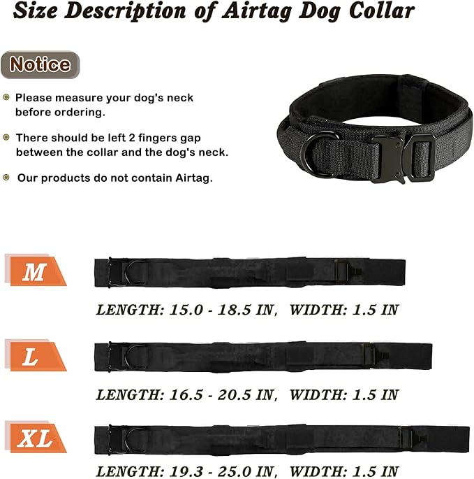 Tactical Dog Collar with Handle, Heavy Duty Military Dog Collar with Heavy Metal Buckle for Training, Adjustable Tactical Collars for for Medium and Large Dogs (XL, Black)