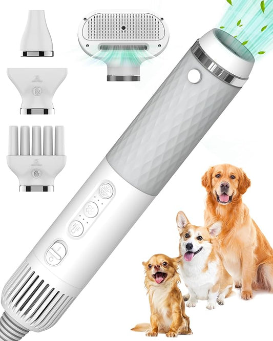 Low Noise Pet Grooming Blower - Handhold Portable High Velocity Hair Dryer for Dogs and Cats with Intelligent Temperature Control, 3 Fan Speeds