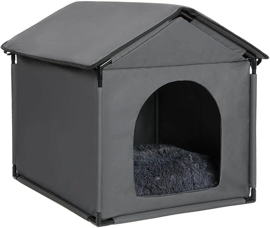 Mini Dog House Soft Indoor with Internal Size 16x14x12in for Chihuahuas, Common-Sized Cat House, Mini Pet House with Soft Cushion, Oxford Fabric, 18x16x18in, Gray