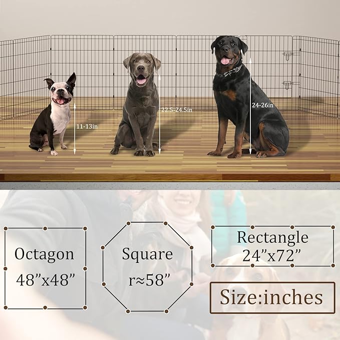 Pet Playpen Dog Pen Foldable Dog Exercise Fence 8 Panels 30 Inch Kennels Pet Playpen Options Ideal for Pet Medium Animals Outdoor Indoor