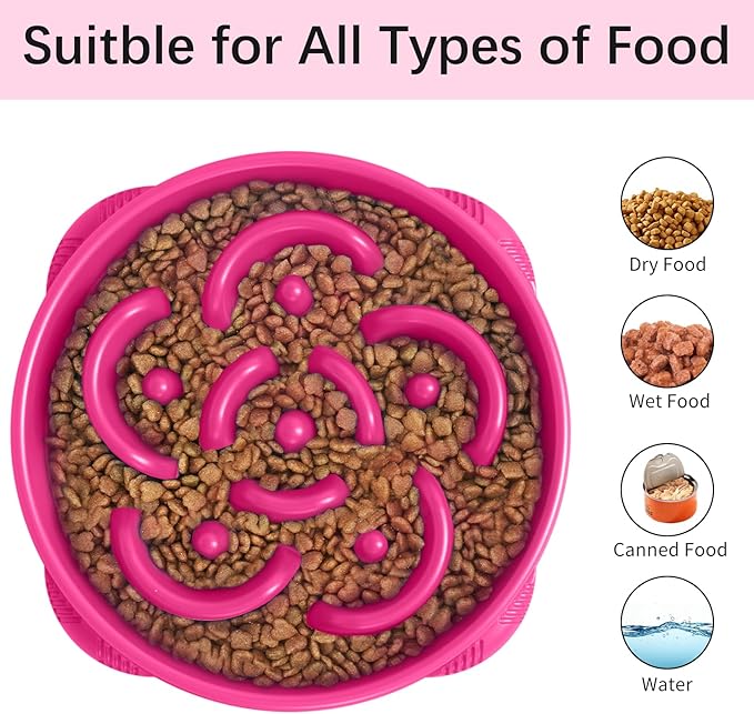 MateeyLife Large Slow Feeder Dog Bowls, Anti-Choking Puzzle Dog Food Bowls, Anti-Slip Interactive Feeding Slow Down Eating, Bloat Stop Maze Dishes for Large Breeds 4 Cups Purple