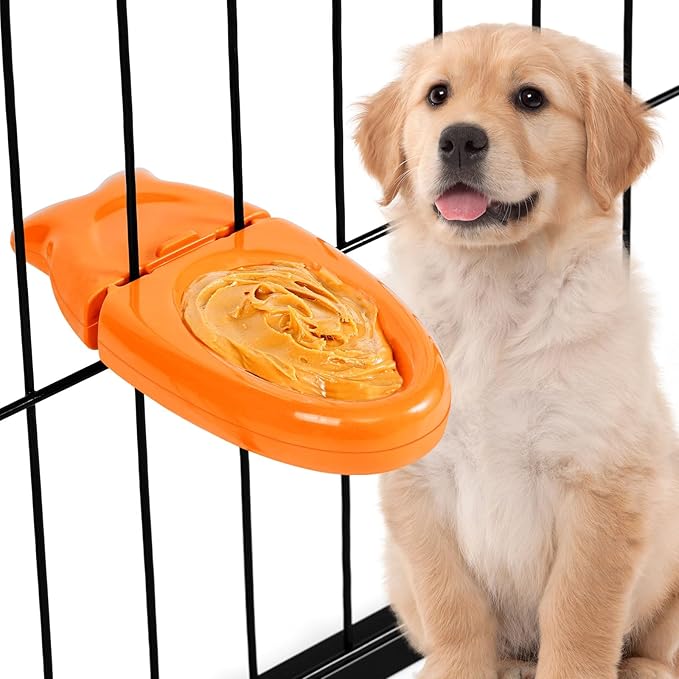 Dog Training Toy for Crate Training Peanut Butter Slow Feeder Treat Dispenser Training aid to Reduce Anxiety (Warm Fish)