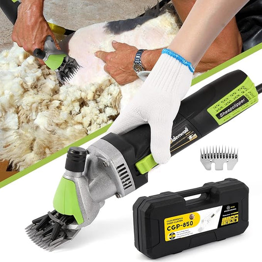 CGOLDENWALL 850W Sheep Shears Electric Sheep Clipper, Farm Livestock Grooming Clipper Kit, Heavy Duty Animal Hair Trimmer for Goats Alpaca Sheep, 13-Straight-Teeth Blade 110V