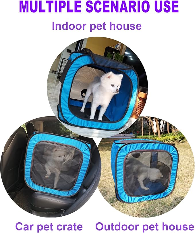 Pet Dog Cat Drying Box Waterproof Anti-Hair Flying Portable Cat Cage Kennel Portable Foldable Cat Drying Room Pet Dry Room Pet Hair Dryer Clean Grooming House Dryer Cage for Cats/Dogs.(Blue)