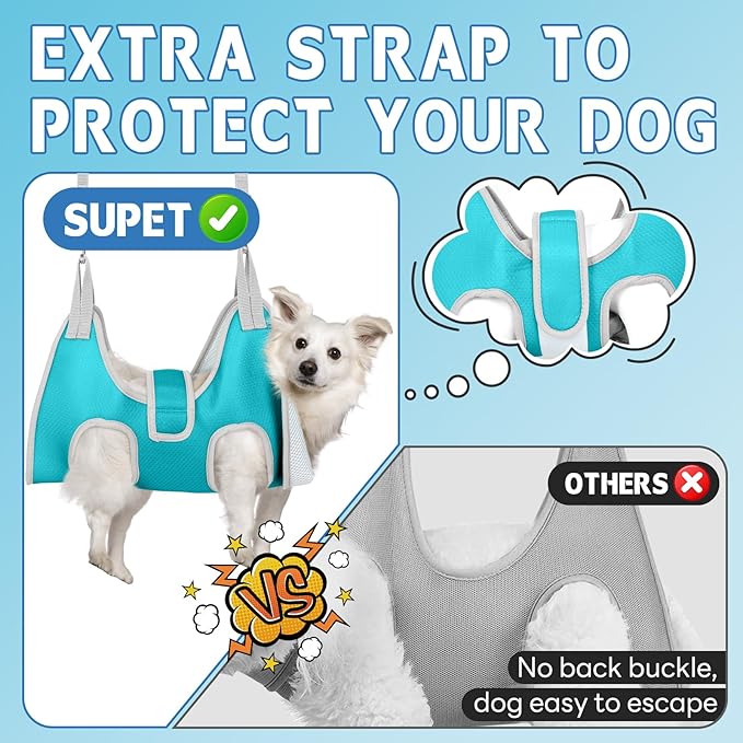 Supet Dog Grooming Hammock Harness for XL Dogs, Relaxation Dog Sling for Nail Trimming with Thick Fabric Back Support, Helper Dog Hammock for Nail Trimming Clipping