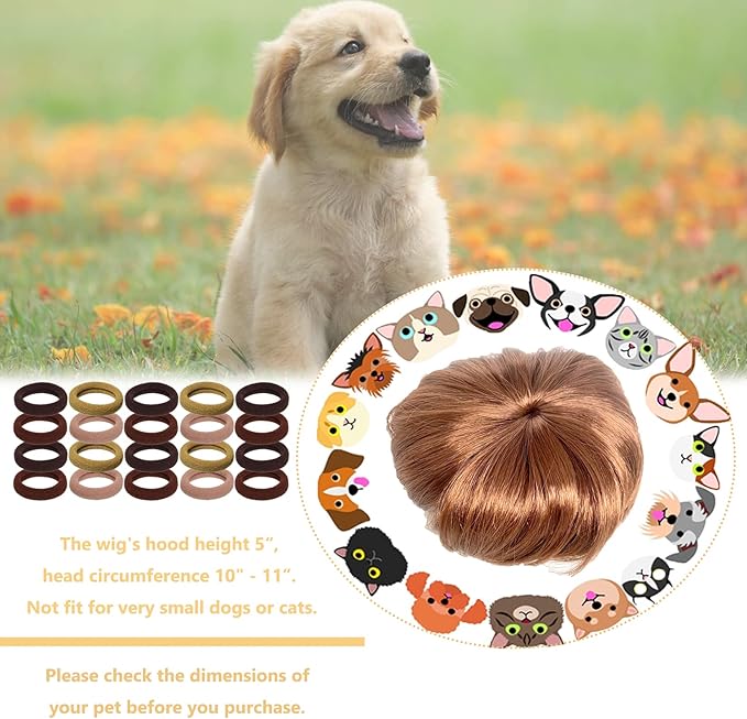 Dog Wig Pet Costumes, Cat Costume Synthetic Accessories Small Dog Headwear for Halloween Christmas Eve Festival Party Decor, Head Wear Apparel Toy (E)