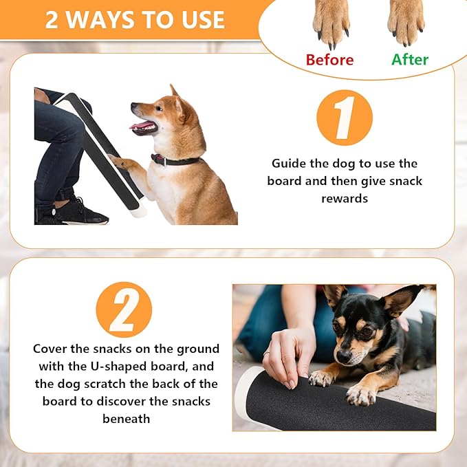 Dog Scratch Pad for Nails, U-Shaped Dog Scratch Board with 4 Sticky Sandpapers, Plastic Durable Dogs Nail File Toy, Shortened Dog’s Side Nails Easily for Small and Medium Dogs, Cats (M)
