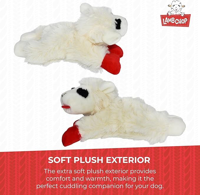 Multipet INTERNATIONAL 843140 Lambchop Plush Squeak Toy Mini for Pets, 6-Inch, White, small