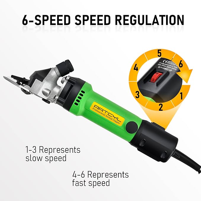 Sheep Shears, 550W Professional Electric Sheep Shears for Dog with Thick Hair, Sheep Clippers Equine Goat Pony Cattle and Large Thick Coat Animals, 6 Speeds Heavy-Duty Farm Haircut Trimmer