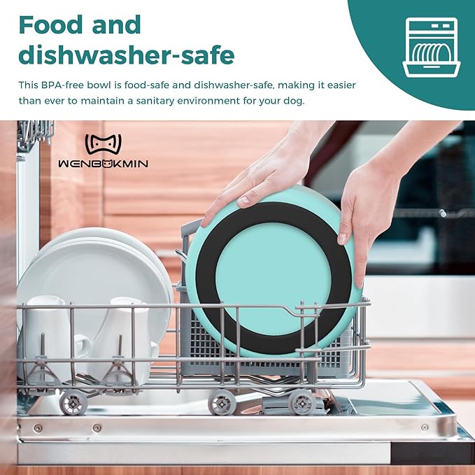 Dog Bowl, Stainless Steel Dog Food and Water Bowl with Non Slip Quiet Bottom, Easy to Clean, Dishwasher Safe, 64oz, Mint Green