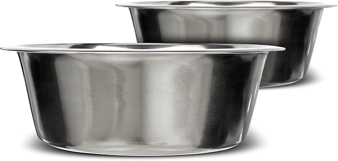 Neater Pet Brands Stainless Steel Dog and Cat Bowls (2 Pack) - Extra Large Metal Food and Water Dish (16 Cup)