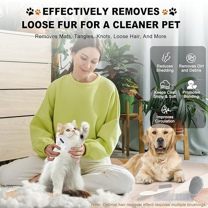 Cat Steam Brush with Mist Spray, Self-Cleaning Grooming Tool for Dogs & Cats, Rechargeable, Anti-Static, Removes Shedding, Mats & Tangles, Perfect for Short & Long Haired Pets – 4 PCS Set