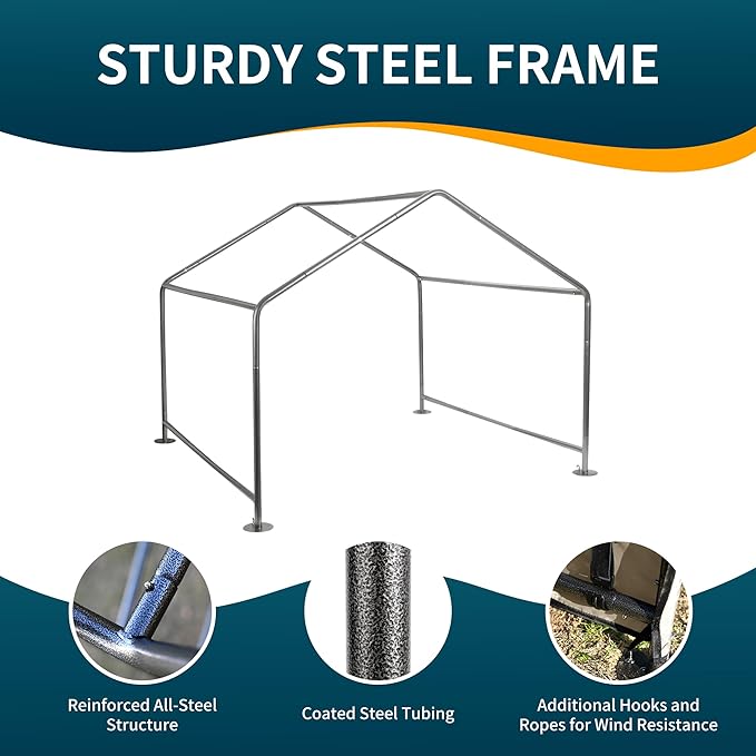 Dog Tent Outdoor, Extra Large Dog House Outside, Big Dog Shade Shelter Waterproof Weatherproof Doghouse Canopy with Ground Nails, Sun Rain Cover for Pet Cat Goat Livestock, 4'x 4'x 3.3', Tan