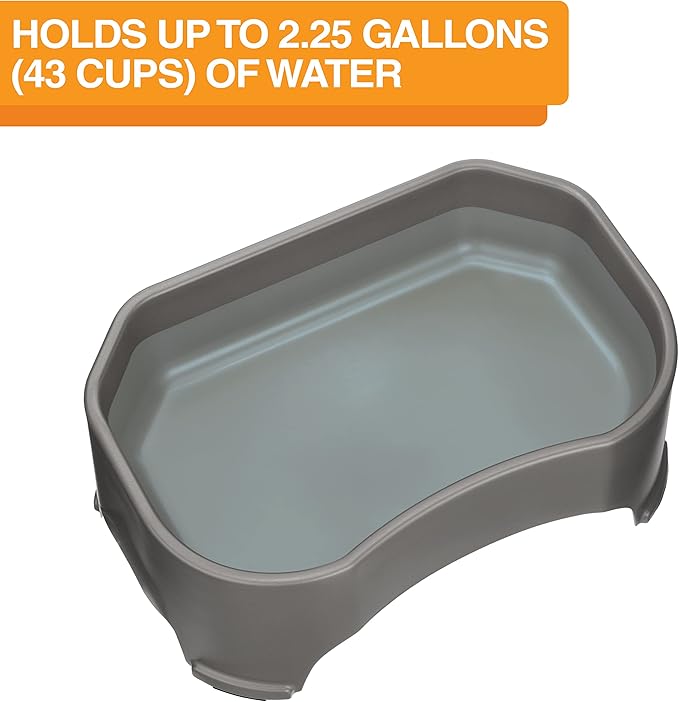 Neater Pet Brands Extra Large Water Bowl for Dogs, Outdoor Dog Water Bowl (2.25 Gallon Extra-Large Capacity), Big Trough Style Food Dish for Indoors or Outside, No Spill Large Dog Bowls, Gunmetal Grey