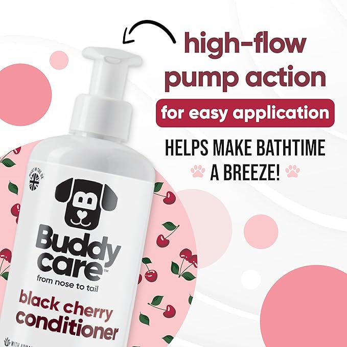 Black Cherry Dog Conditioner (16.90oz) Made with Aloe Vera, Argan Oil & Pro Vitamin B5 | Detangle Matted Coats & Relieve Sensitive & Itchy Skin, Suitable for Puppies from 8 Weeks, Vegan