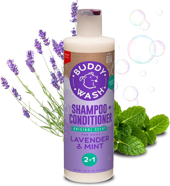 Buddy Grooming Wash 2 in 1 Dog Shampoo, Lavender & Mint, 16 oz. Bottle