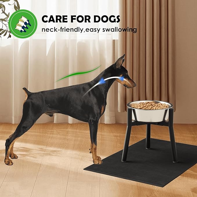 Stand for Medium Large Dogs With Mat, Adjustable Width Elevated Bowls for 7-10.6" Wide, Raised Food Water Bowl, 11 Inch Tall Single Holder, Bowl Not Included