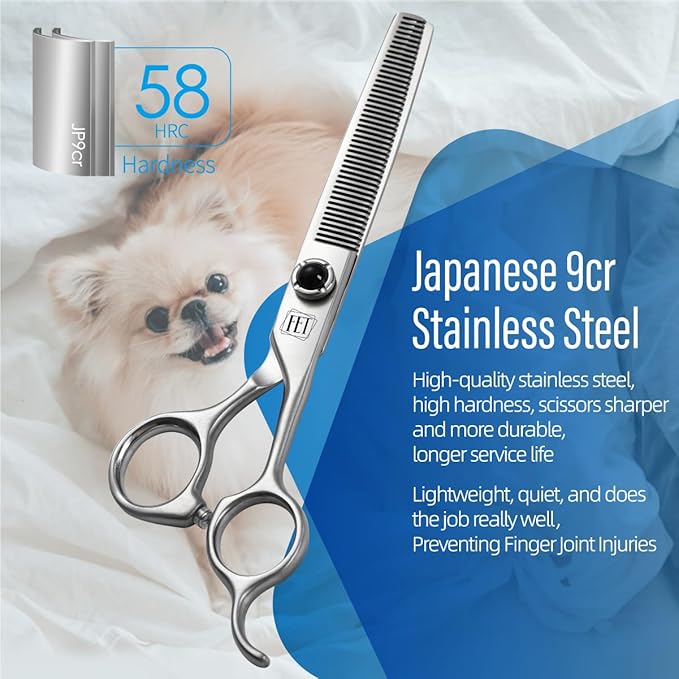 Dog Grooming Scissors: 6.5 inch Pet Blender Shears Made Of Japanese 9CR Advanced Stainless Steel Professional Grooming Scissors for Dogs Cats and Other Pets