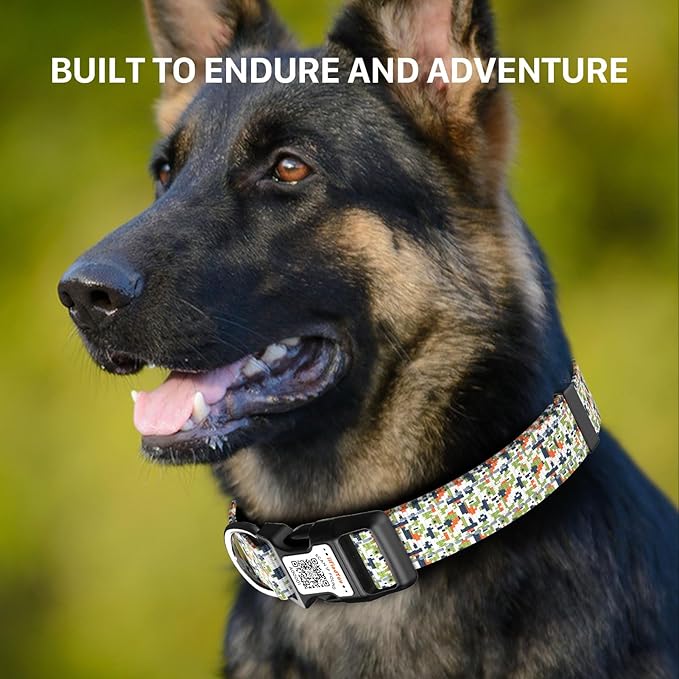 Reflective Dog Collars for Medium Dogs Soft Nylon Camo Green Sized S