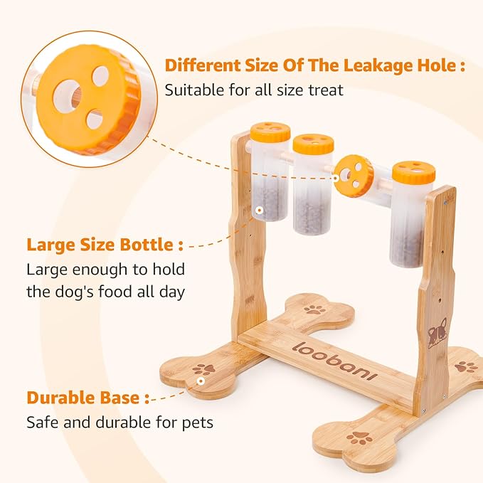 LOOBANI Dog Puzzle Toys Wooden - Interactive Toys for Boredom, IQ Training and Mental Brain Stimulation, Treat Dispensing and Entertainment Toys/Food Slow Feeder for Small to Large Dogs
