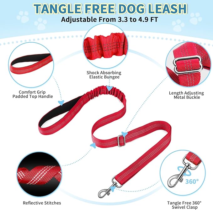SlowTon No Pull Small Dog Harness and Leash Set, Puppy Soft Vest Harness Neck & Chest Adjustable, Reflective Lightweight Harness & Anti-Twist Pet Lead Combo for Small Medium Dogs (Red, XXS)