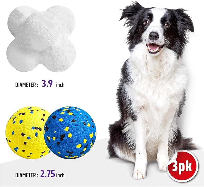 Durable Dog Chew Balls for Aggressive Chewers - Atom Teething Toys for Puppies, Medium and Large Dogs - 3 Pack