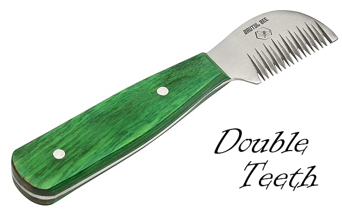 Bee Dog Grooming Coat Stripping Knife Stripper Trimmer Tool Wooded Handle Stripping Knives Set of 5 in Stainless Steel Non-Slip Tools for Grooming Dogs (GREEN)